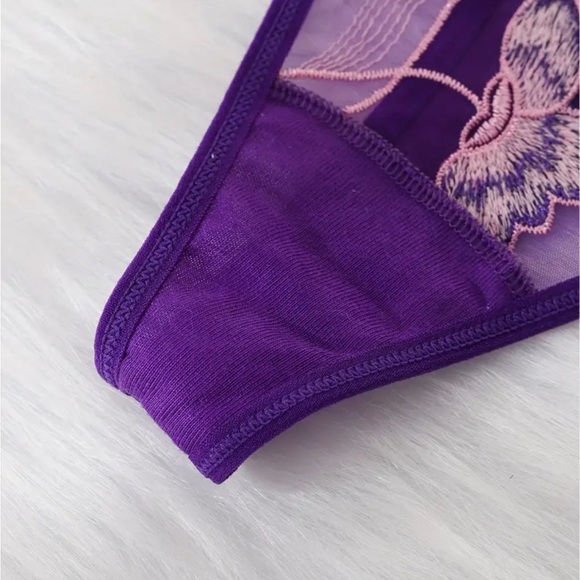 Orchid‎ Embroidered Sheer Mesh Cut Out Adjustable Satin G-String Thong Panty NEW - Picture 15 of 16